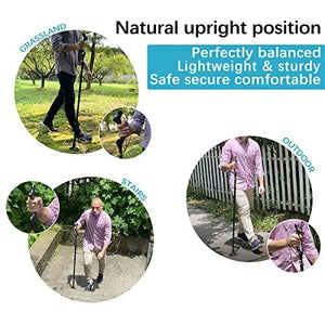 Honmido Walking Cane Foldable for Men & Women Seniors for Balance,Self Standing Folding Cane,Height Adjustable Anti-Slip Lightweight Alloy Walking Stick Collapsable for Travel Mobility Aid (Black)