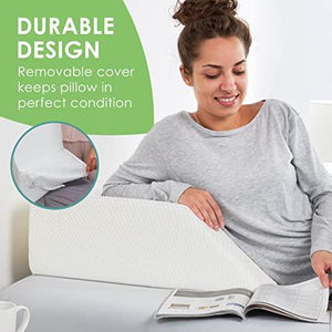 Cushy Form Wedge Pillows - 8 Inch Leg Pillows for Sleeping, Post-Surgery, Back, Hip and Knee Discomfort w/ Washable Cover - White