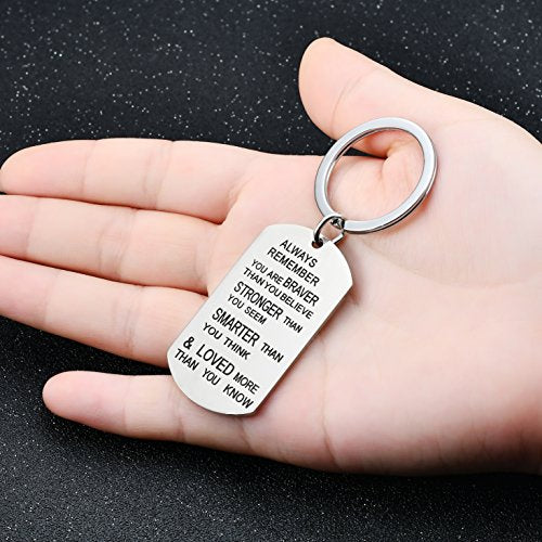 Stainless Steel Inspirational Keychain Keyrings Encouragement Jewelry Key  Rings for sons Families Friends Aunt Motivational Gift