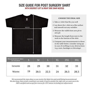 Post Surgery Shirt with Discreet Left & Right Side Snap Access (XL, Black)