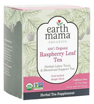 Earth Mama Organic Raspberry Leaf Tea Bags for Labor Tonic and Menstrual Support, 16-Count (3-Pack)