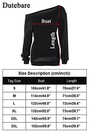 Dutebare Women Long Sleeve Sweatshirt Off Shoulder Tops Slouchy Pullover Shirt Black c L