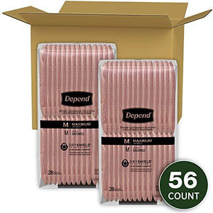 Depend FIT-FLEX Incontinence Underwear For Women, Disposable, Maximum Absorbency, Medium, Blush, 56 Count (2 Packs of 28) (Packaging May Vary)