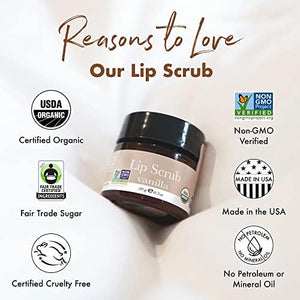 Organic Lip Scrub Vanilla - Lip Scrubs Exfoliator & Moisturizer, Lip Exfoliator Scrub, Sugar Lip Scrubs, Lip Sugar Scrub, Lip Care Products for Chapped Lips, Lip Scrubber, Lip Moisturizer for Dry Lips