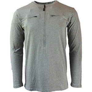 Easy Port Access Long Sleeve Chemo Shirt (Medium, Grey)