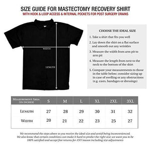 Post Op Open Recovery Top with Pockets & Fasteners for Drains Black