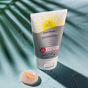 Earth Mama Tinted Mineral Sunscreen Lotion Set With Organic Argan Oil SPF 25 and SPF 40, 3-Ounces
