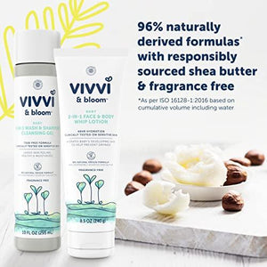 VIVVI & BLOOM Gentle 2-in-1 Baby Wash & Shampoo Cleansing Gel, Leaves Sensitive Skin Feeling Healthy & Moisturized, Fragrance-Free, Formulated Without sulfates, paraben, & Dyes, 10 fl. Oz
