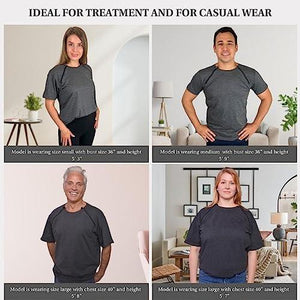 Inspired Comforts Mens/Uni-Sex Chemo Port Access Shirt with Dual Chest Zips | 100% Cotton | Half Sleeve | XL, Charcoal
