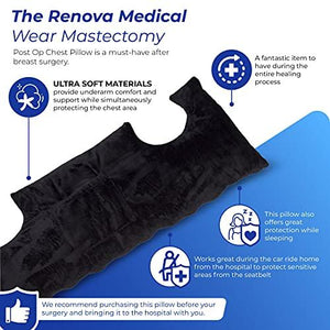 RENOVA MEDICAL WEAR Mastectomy Pillow - Post Surgery Pillow for Breast Surgery and Heart Surgery Recovery - Perfect Surgery Recovery Gift