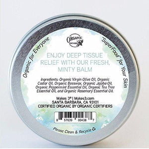 Makes 3 Organics Deep Tissue Balm, Peppermint & Tea Tree, 2 Fluid Ounce