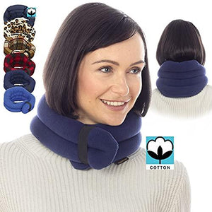 SunnyBay Pain Relief Microwavable Neck Wrap - Hands-Free Moist Heating Pad, Heated Neck Wrap & Pillow in One - Microwave Heating Pad for Neck & Shoulders (Cotton Blue)