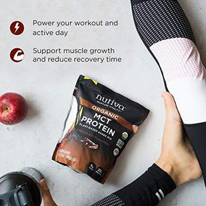 Nutiva Organic MCT Protein Plant-Based Shake Mix, Chocolate, 13.76 Oz 6g MCTs & 20g Clean Protein