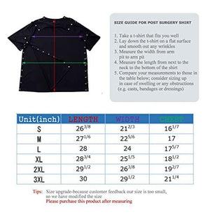 Shoulder Surgery Shirts, Unisex Rehab Shirt with Discreet Shoulder Snaps, Chemo Clothing, Short Sleeve Shirt Men & Women (Black, Medium)