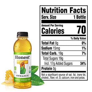 Honest Tea Organic Fair Trade Honey Green Gluten Free, 16.9 Fl. Oz, 12 Pack