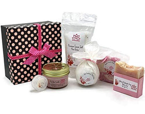 Handcrafted Bath Luxury Spa Gift Set - Natural Oils and Epsom Salt Bath Bombs, Organic Shea Butter Soap