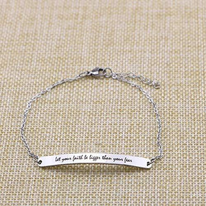 Encouragement Jewelry for Girls Inspirational Identification Bracelet Graduation Gift Engraved Let Your Faith Be Bigger than Your Fear