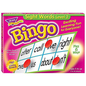 TREND ENTERPRISES: Sight Words Level 2 Bingo Game, Exciting Way for Everyone to Learn, Play 6 Different Ways, Great for Classrooms and At Home, 2 to 36 Players, For Ages 5 and Up