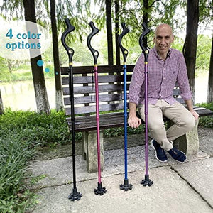 Honmido Walking Cane Foldable for Men & Women Seniors for Balance,Self Standing Folding Cane,Height Adjustable Anti-Slip Lightweight Alloy Walking Stick Collapsable for Travel Mobility Aid (Black)