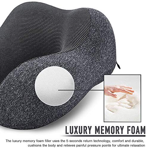 Travel Pillow 100% Pure Memory Foam Neck Pillow (Black) - My CareCrew