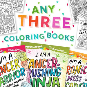 Coloring Book Set Art - Therapy Support, Creativity Bundle Book - Cancer Warrior