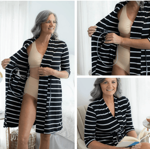 Post Surgery Recovery Hospital Gown By Gownies / Black Stripe