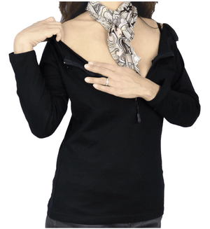 Women's long sleeve 5 zipper Easy Port Access Chemo Shirt - Best Gift for Cancer Patients…