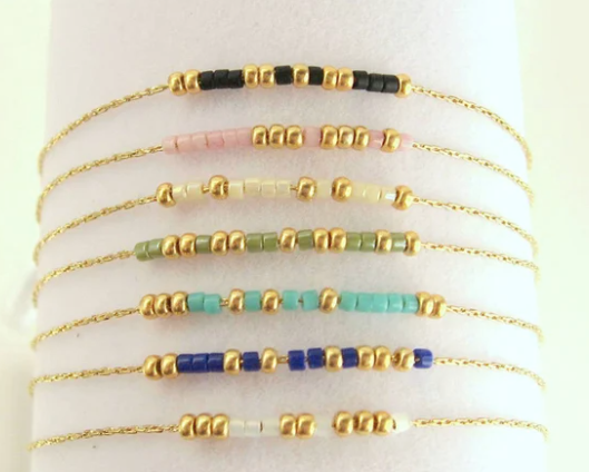 Custom Morse Code Bracelet, Choose Your Own Secret Message, Dainty Bracelet with Tiny Beads, Morse Code Jewelry for Her