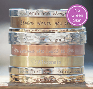 Personalized Cuff Bracelet in REAL Sterling Silver, Bronze, Copper, Brass, Bronze, Nickel, NuGold, or Aluminum