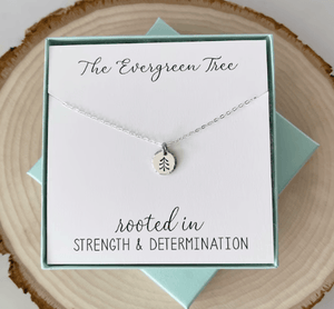 Strength and Determination Necklace, Evergreen Tree Necklace, Encouraging Necklace, Inspirational Jewelry, Friend Gift, Christmas Jewelry