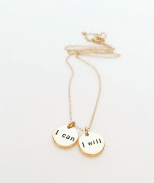 I CAN, I WILL Necklace // 14kt Gold Necklace // Inspirational Jewelry // Power, Strength // Recovery, Healing, Health// You Go Girl