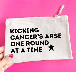 Kicking Cancer’s Arse pouch, chemo meds bag for travel and holidays, case for all chemo stuff and hospital letters and records