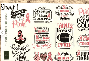 Breast Cancer Awareness Planner Sticker Quotes