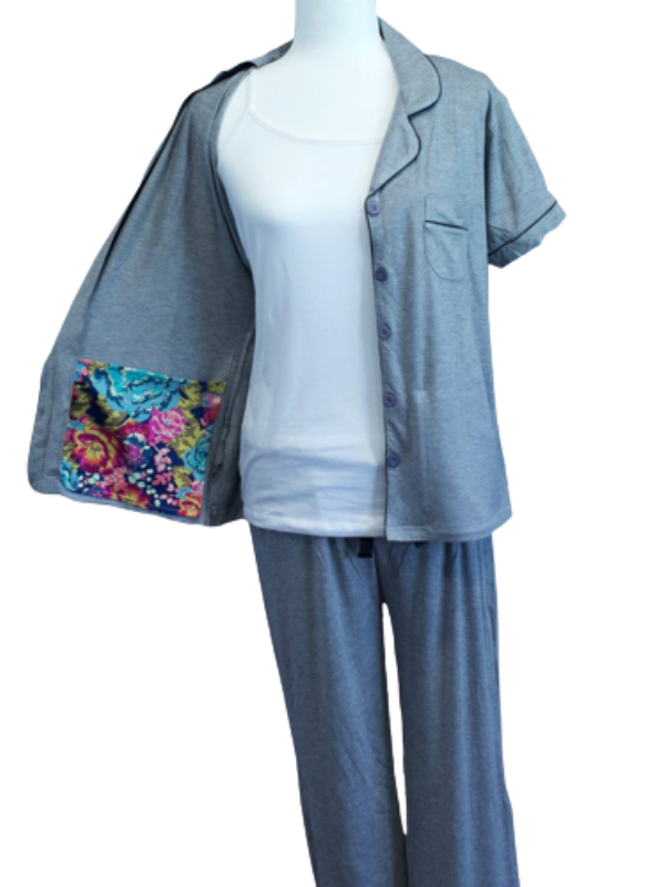 Mastectomy Gift Recovery Pajama Set with Surgical Drain Pockets Gift