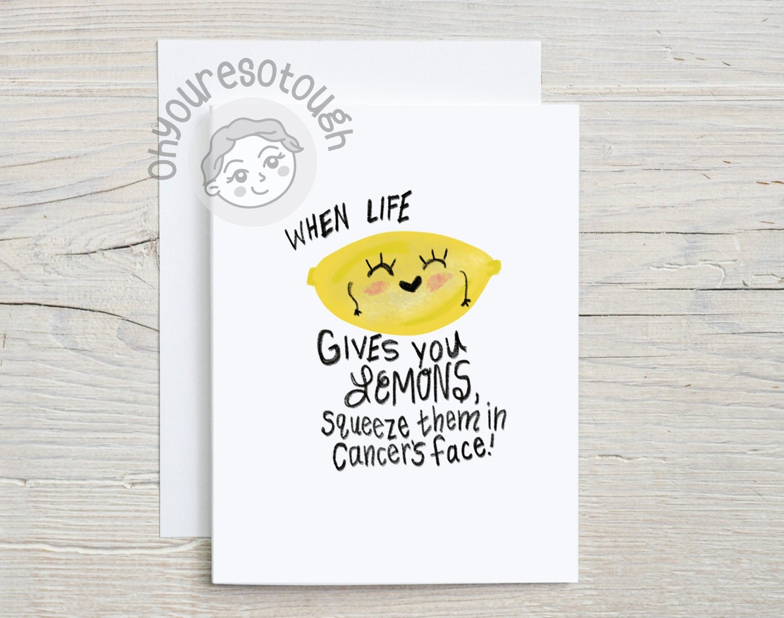 Cancer Encouragement Card Funny - Squeeze Lemons- Cancer Support - Cancer Fighter - End of Chemo Card - Cancer Survivor Card