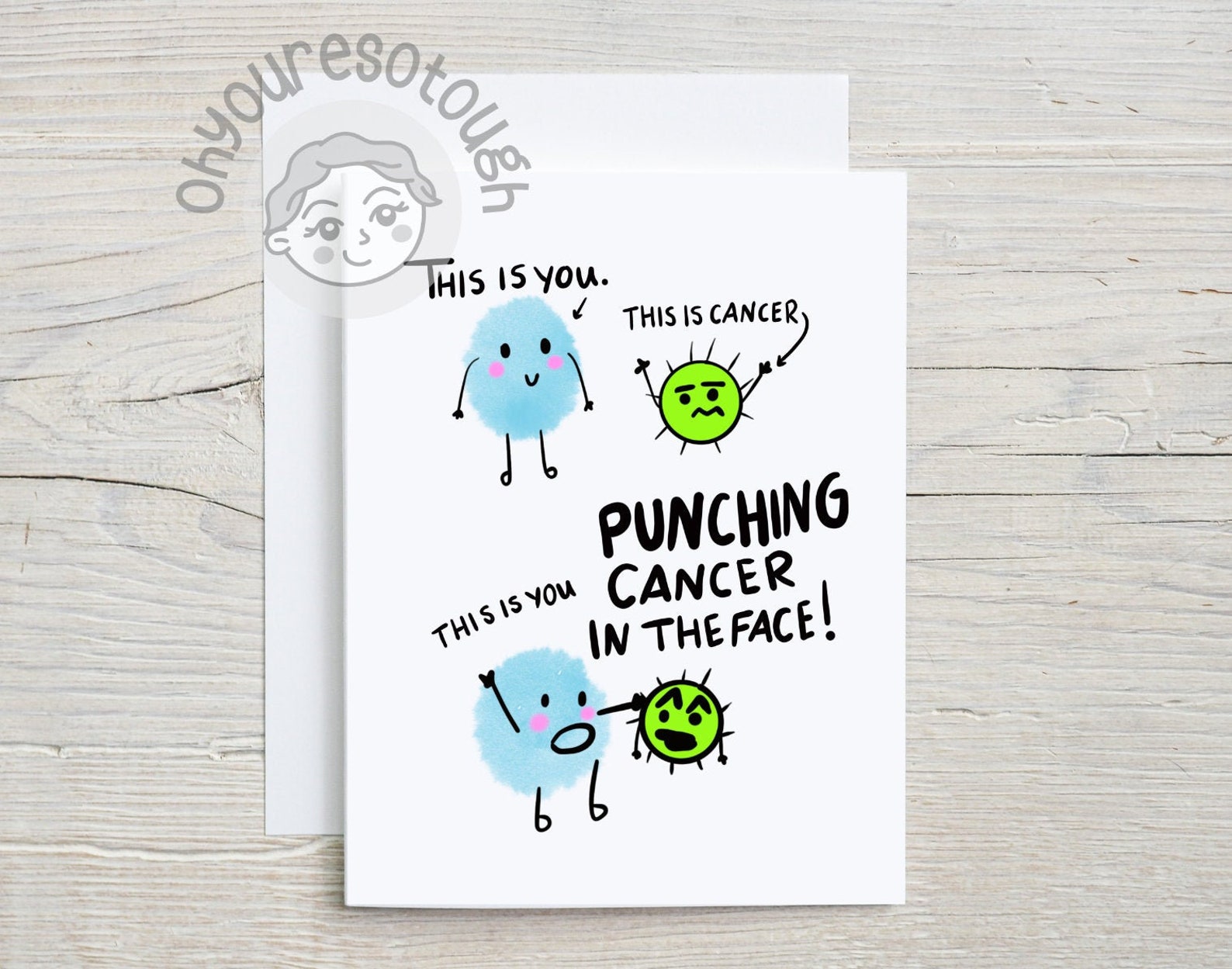 Cancer Encouragement Card Funny - Punch Cancer in the Face - Cancer Support - Cancer Fighter - End of Chemo Card - Cancer Survivor Card