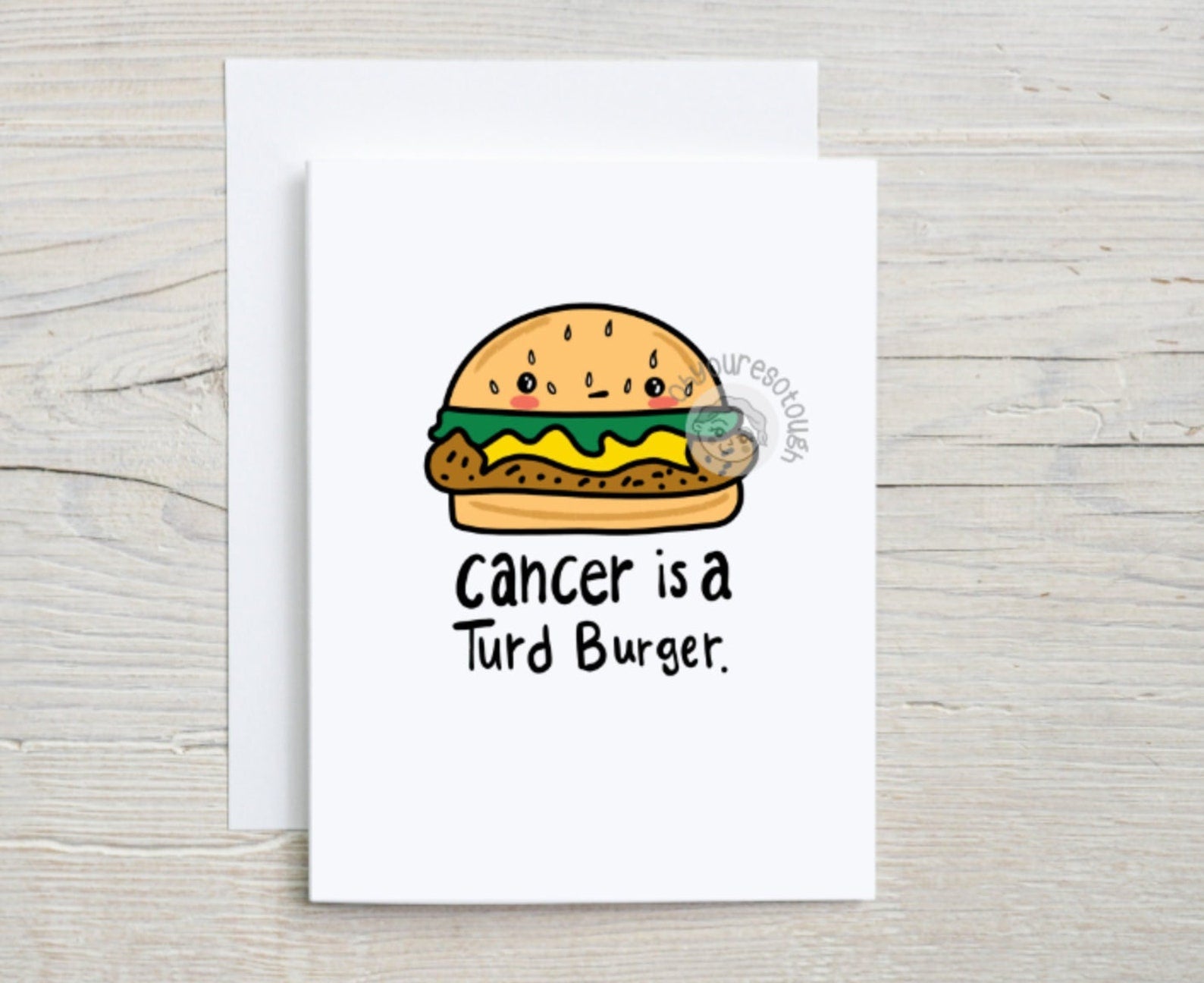 Cancer Greeting Card Funny - Cancer Turd Burger - Cancer Encouragement - Cancer Fighter - Chemo Gift - Cancer Card - Cancer Fighter Gift