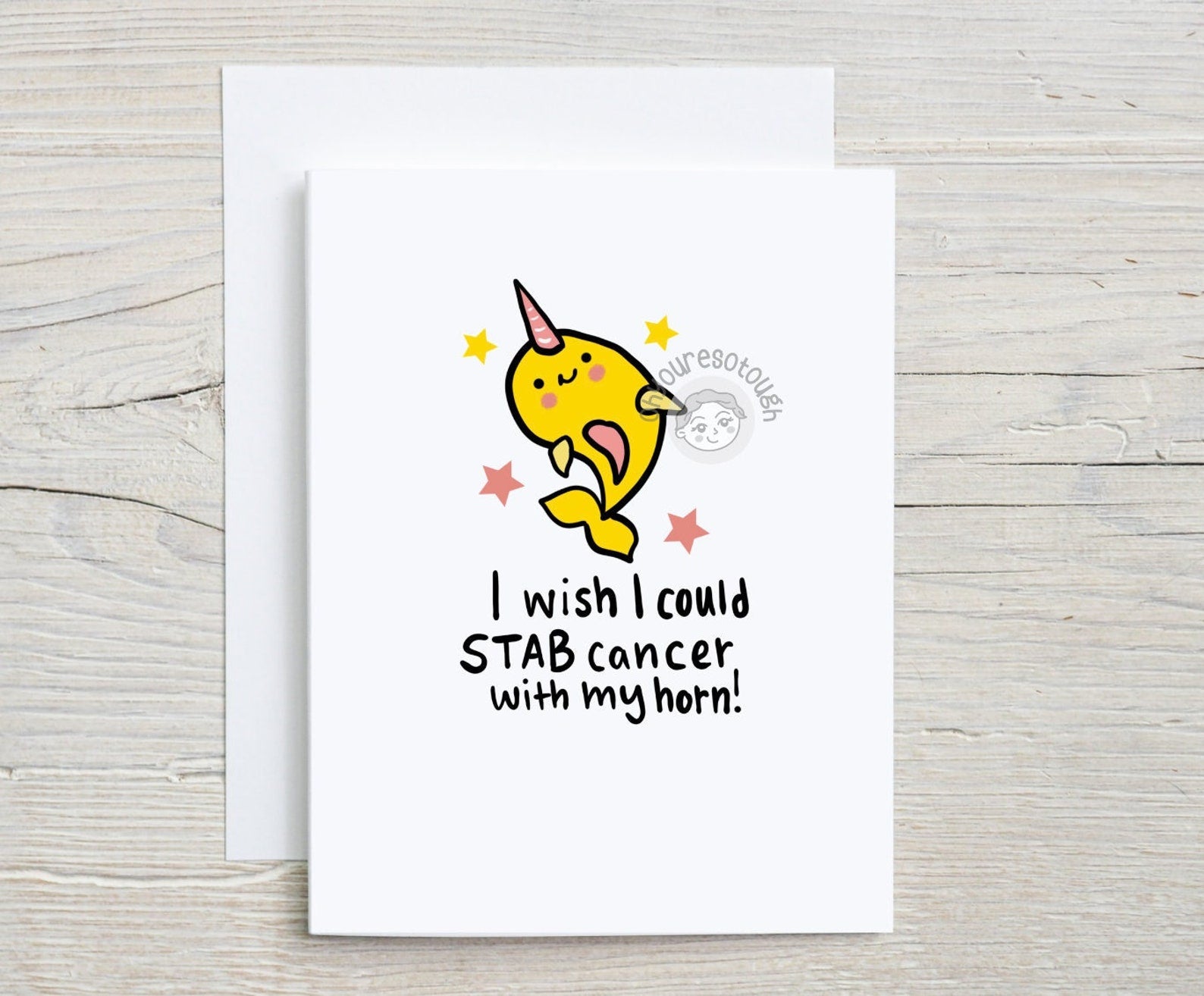 Cancer Encouragement Card Funny - Stab Cancer with Horn - Cancer Support - Cancer Card - End of Chemo Card - Cancer Survivor CardCancer Encouragement Card Funny - Stab Cancer with Horn - Cancer Support - Cancer Card