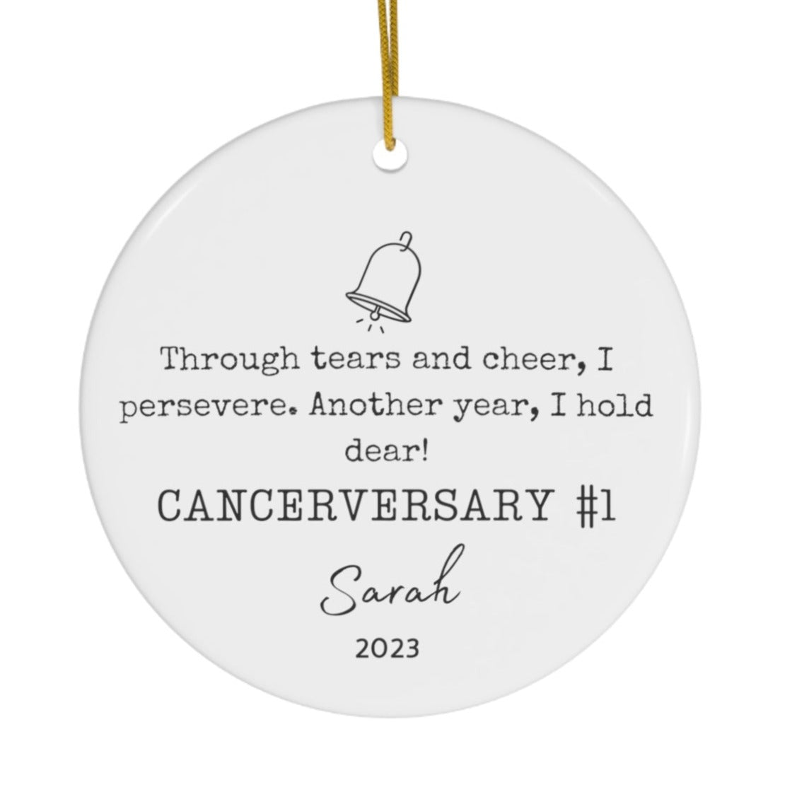 Personalized Ceramic Ornament, Cancerversary Bell