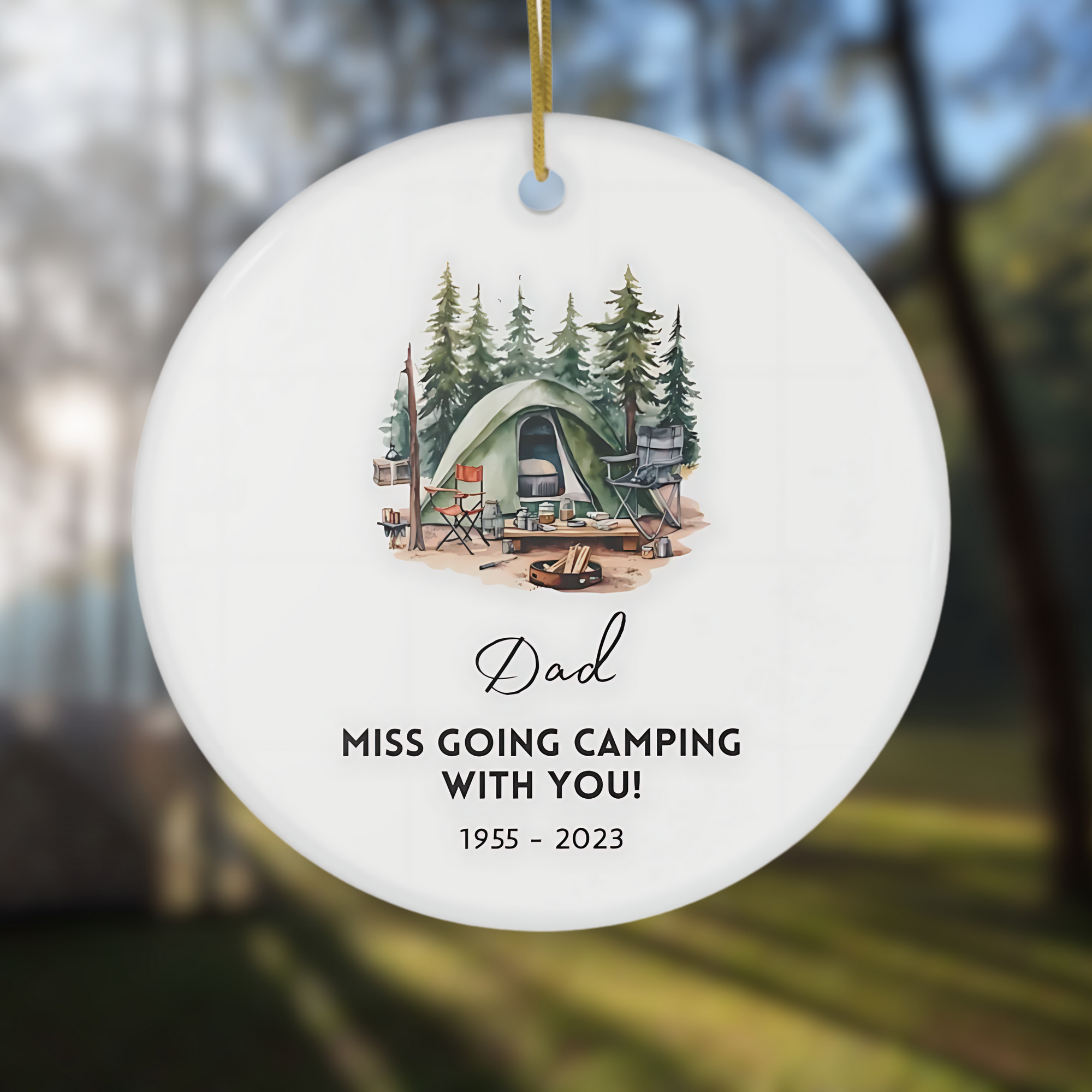 Personalized Ceramic Ornament, Dad Camping