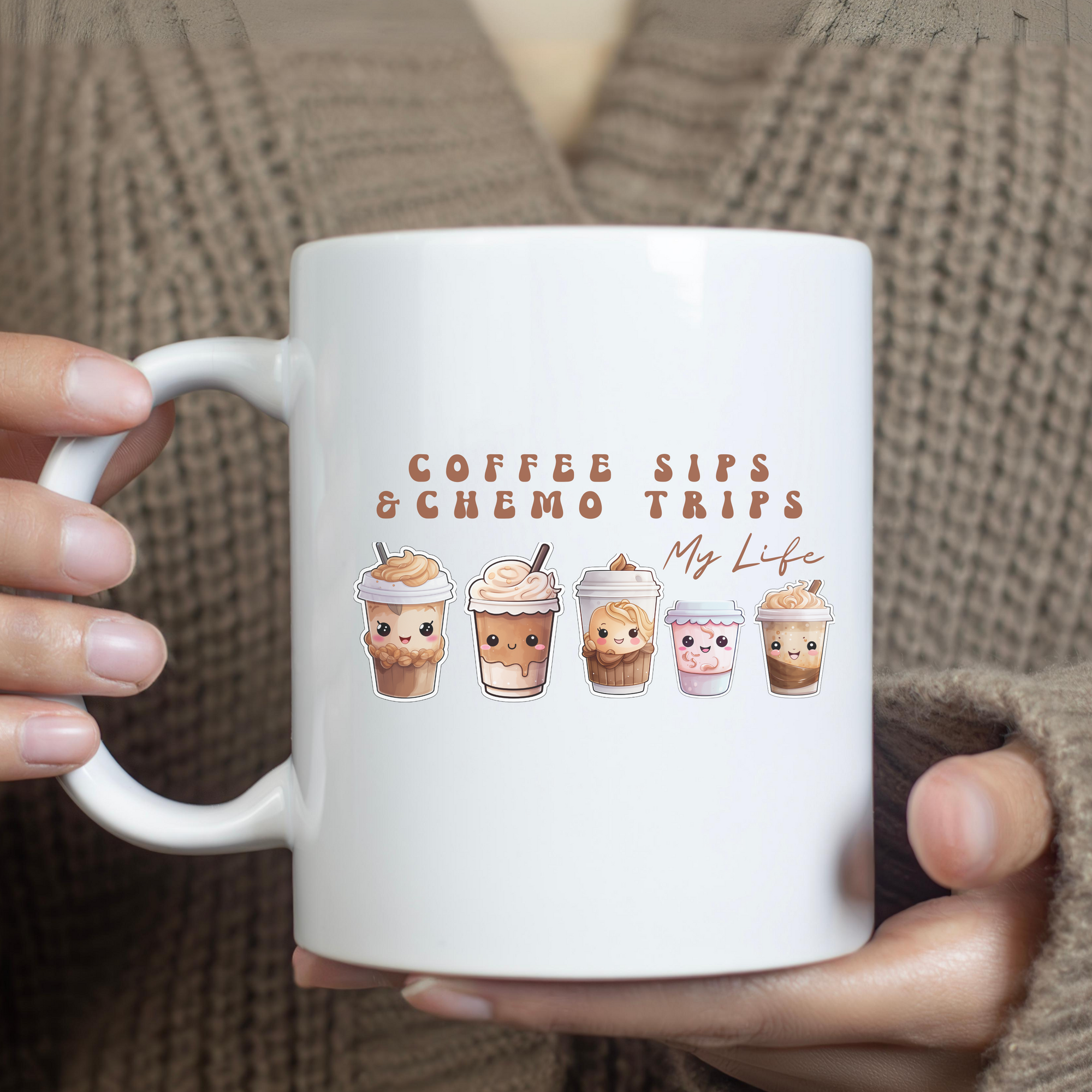 Coffee Sips & Chemo Trips: My Life Ceramic Mug 11 oz
