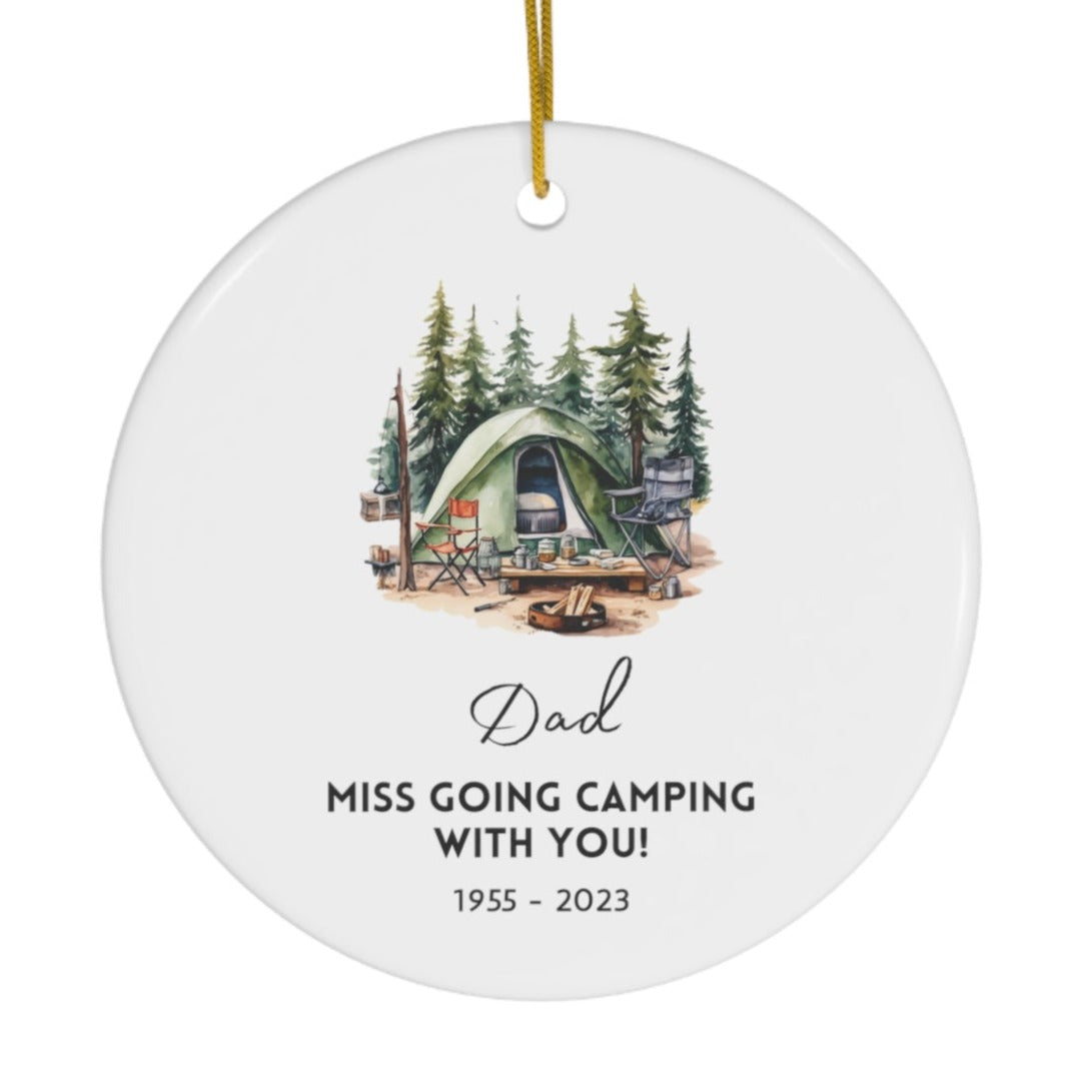 Personalized Ceramic Ornament, Dad Camping