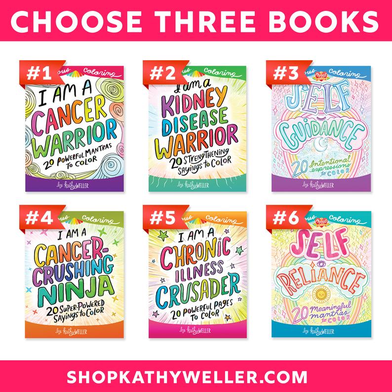 Coloring Book Set Art - Therapy Support, Creativity Bundle Book - Cancer Warrior