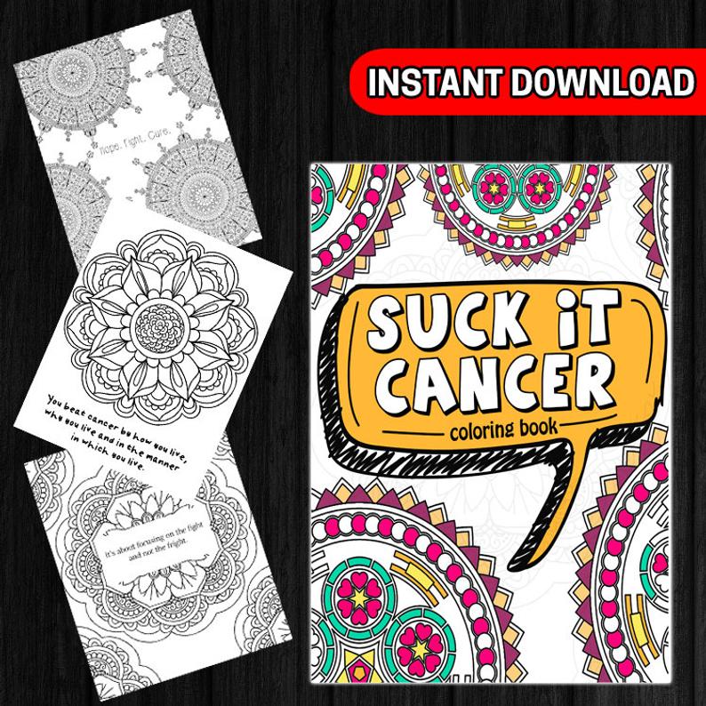 50 Suck It Cancer Coloring Pages Cancer Patient Gifts - Instant Download