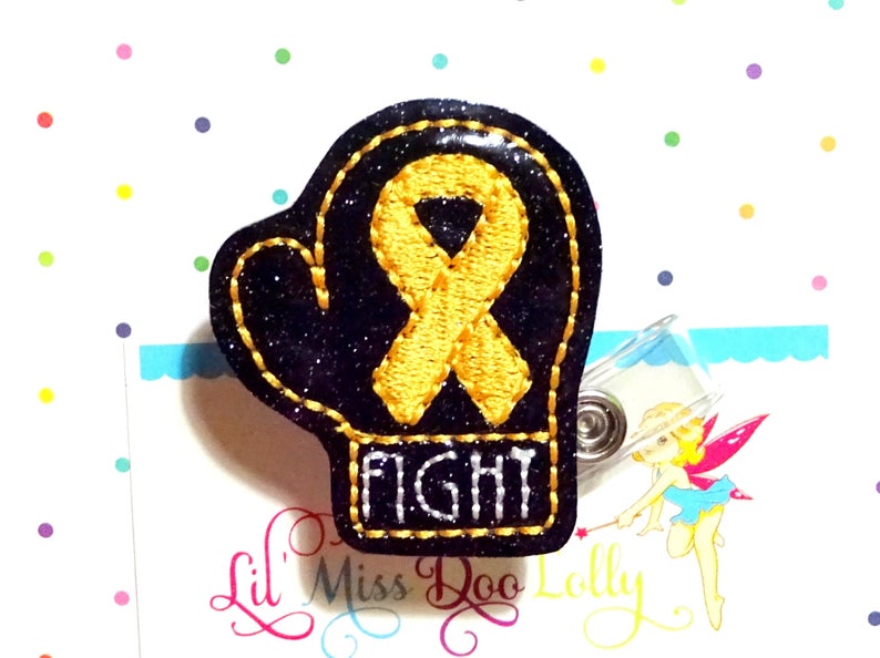Childhood Cancer Awareness Badge Reel, Glitter Badge Holder, Awareness ID Holder, ID Badge Holder, Medical Id Badge