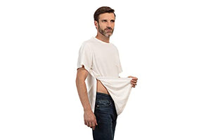 MAI Post Shoulder Surgery Shirts | Chemo Shirts for Port Access | Men Short Sleeve Shirt | Easy Snaps on Shirt Sides and Full Arm Opening | Dialysis Clothing (White, L)