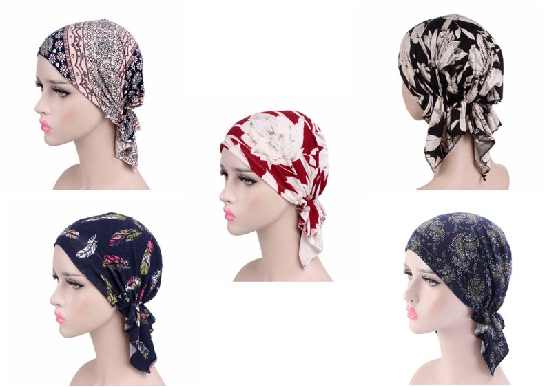 Chemo Beanie Hat Cap Headwear Stretch Head Scarf Turban Head Wrap for Hair Loss Chemo Headwear for Women **6 styles/colours ** FREE UK P&P