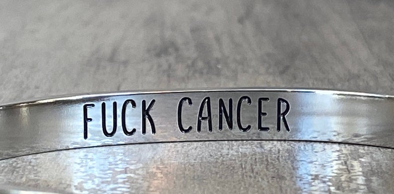 Lung Cancer Awareness Bracelet - White Ribbon, “Funk Cancer” - Gift for Women