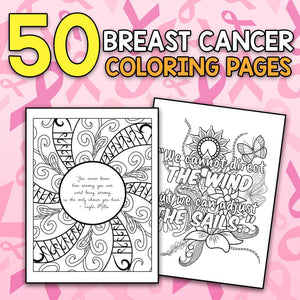 BEST VALUE - 20 Breast Cancer Coloring Pages - Instant Download