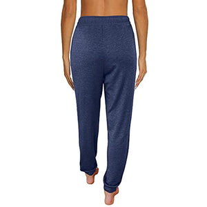 AUTOMET Baggy Sweatpants for Women with Pockets-Lounge Womens Pajams Pants-Womens Cinch Bottoms Joggers for Yoga Workout Navy Blue